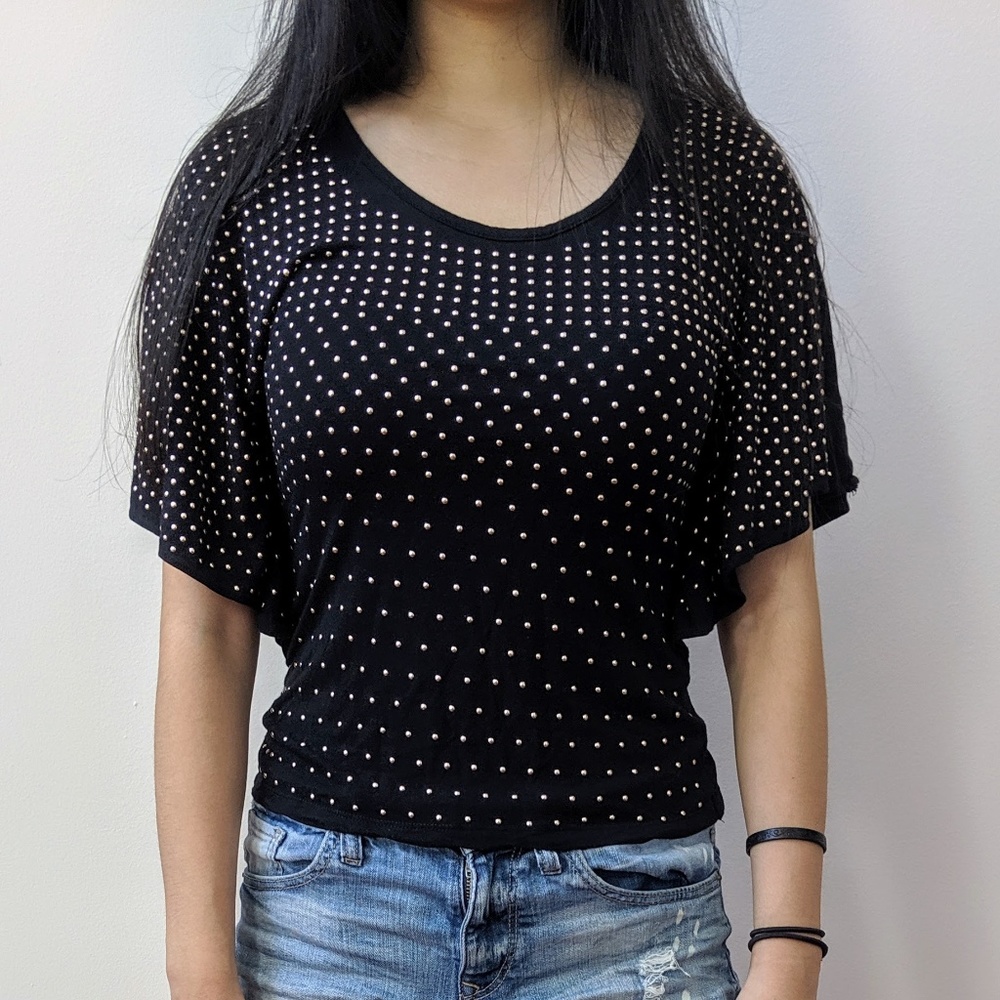 INC Black and Gold Butterfly Gradient Blouse